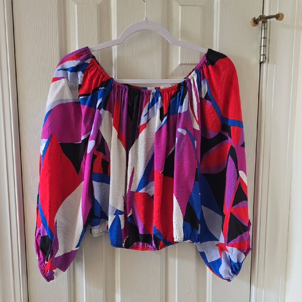 NINE WEST BRAND WOMAN'S MULTI COLORED OFF THE SHOULDER TOP SIZE MEDIUM